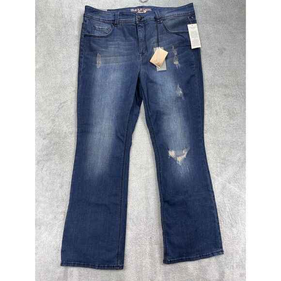 Melissa McCarthy Seven7 Jeans Women 18 Blue Denim Distressed Slimming Silhouette - Picture 1 of 16
